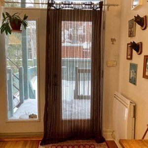 Chocolate Brown Sheer Striped LONG curtains (2)